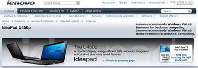 Lenovo ukázalo notebook IdeaPad U450p