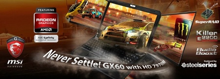 MSI oznámilo nový herní notebook GX60 s AMD procesorem
