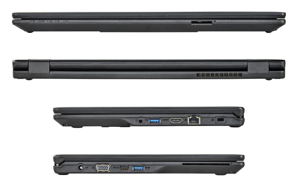 Fujitsu Lifebook E548 - čelo, zadek a oba boky s hlavními porty