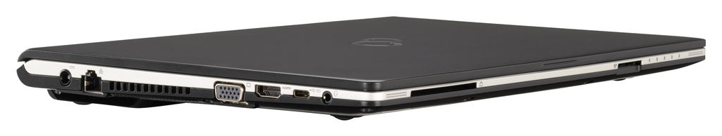 Fujitsu Lifebook S938 - levý bok s konektory, výdech chlazení, VGA