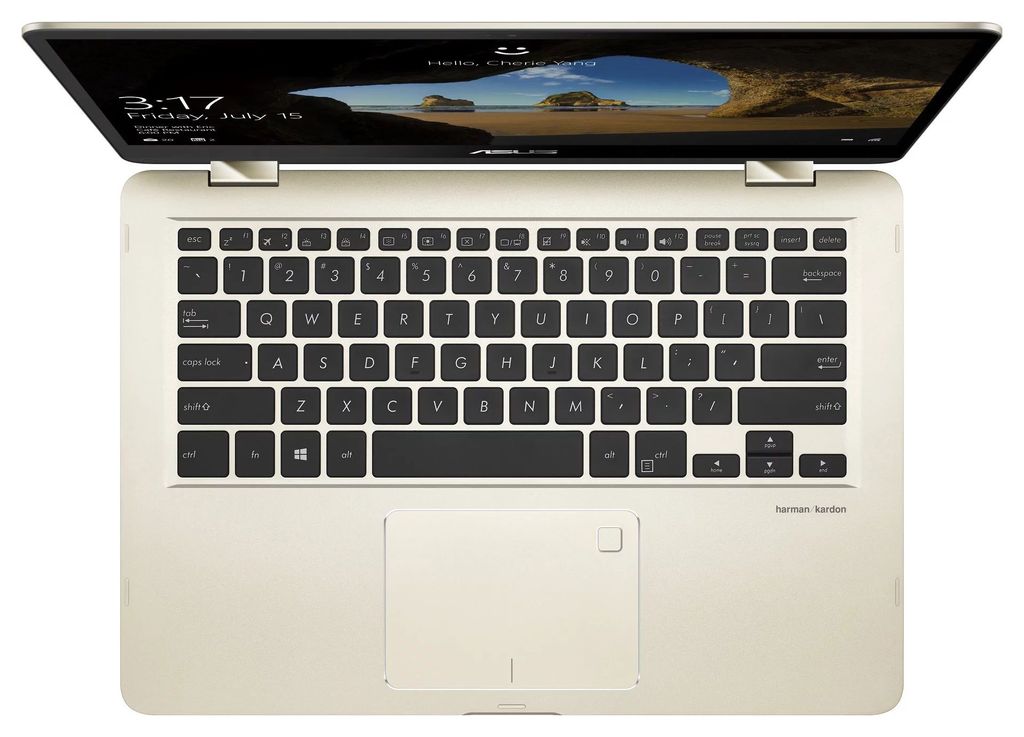 ASUS ZenBook Flip 14 (UX461FA) - pracovní plocha, klávesnice, touchpad