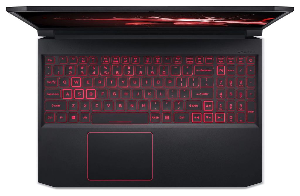 herní notebook Acer Nitro 7 (AN715-51) - pracovní plocha, klávesnice a touchpad