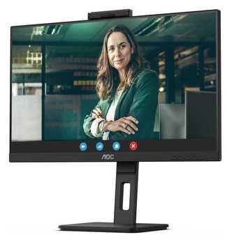 AOC monitory P3 s USB-C dokovací stanicí, řetězením a vestavěnými webcam