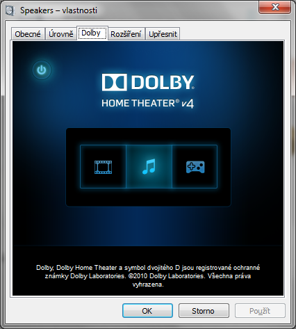 Nastavení Dolby